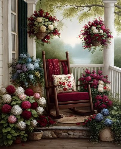 Floral cottage porch - porch, with
