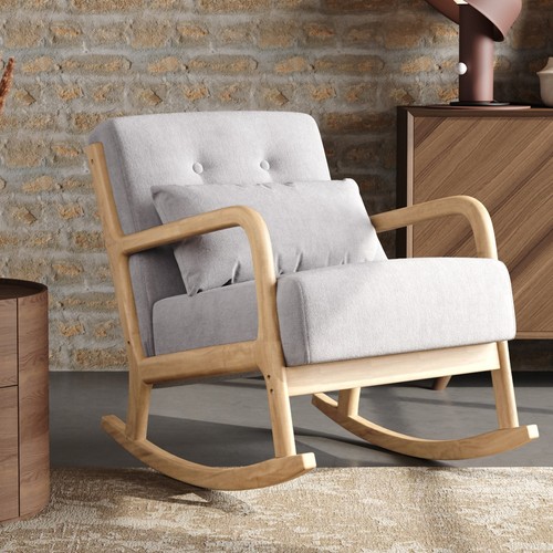 Grey linen rocking - linen, chair