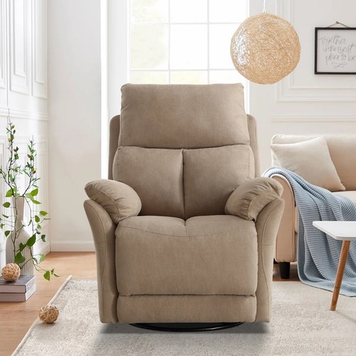 Beige swivel rocker recliner - swivel,